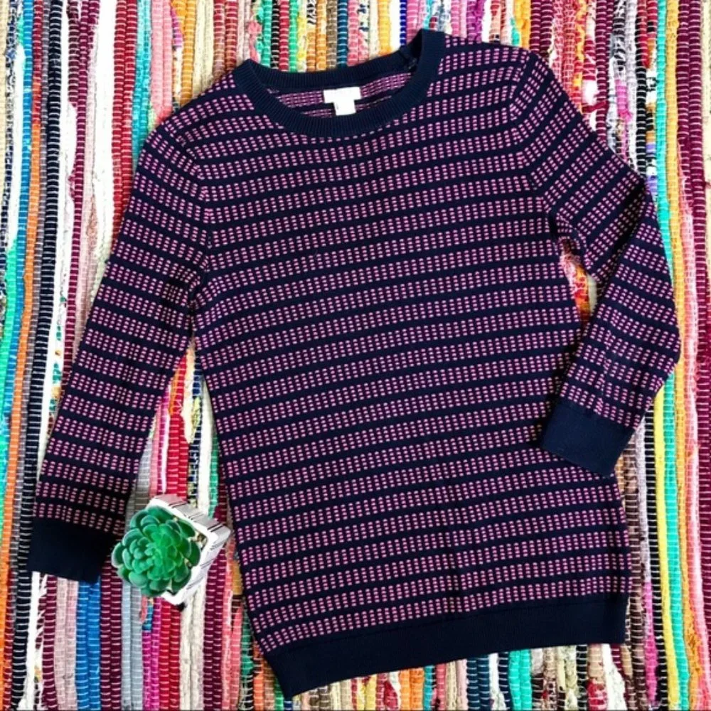 J. Crew ~ Grid Stitch crew neck cotton sweater